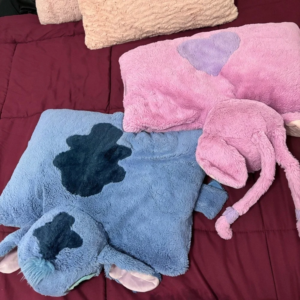RARE Disney stitch and angel pillow pets